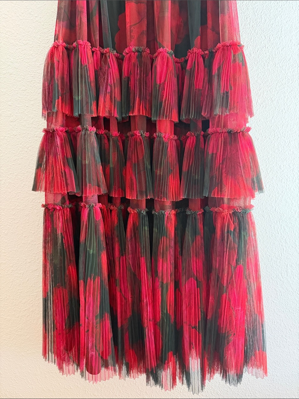 Hutch Isabella Gown Olive Blotted Floral Strapless Tiered Maxi Dress Size 4 - Picture 5 of 9